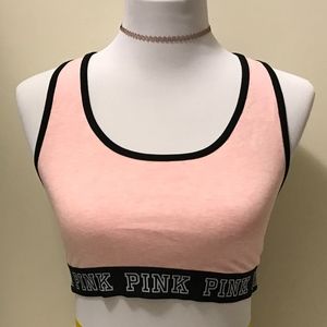 Victoria's Secret PINK Racerback Bra Top Heather Light Pink Large NEW